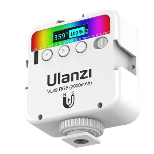 Ulanzi VL49 RGB mini LED světlo – Displej s barvou a jasem