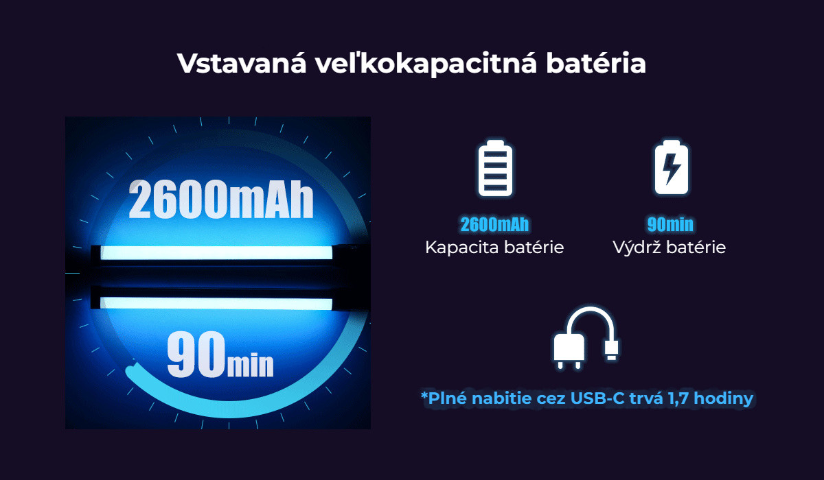 Ulanzi VL110 RGB LED tyč – Velká vestavěná baterie