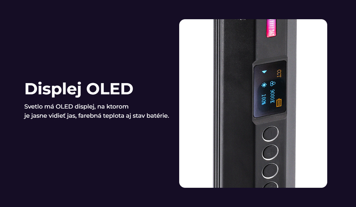 Ulanzi VL110 RGB LED tyč – OLED displej