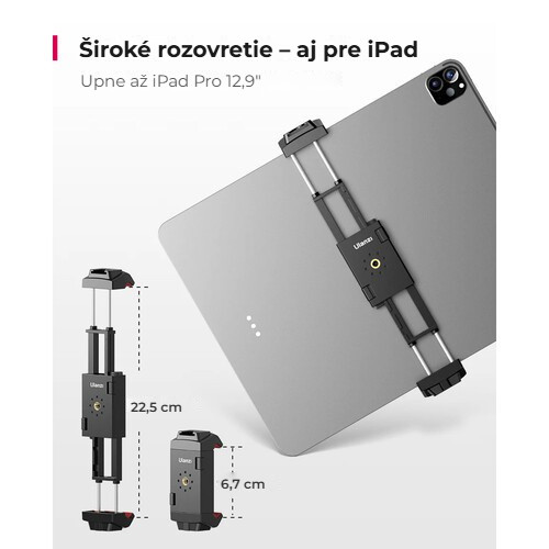 Ulanzi ST-29 držák telefonu a tabletu na stativ – Od iPhonu po iPad Pro 12,9″