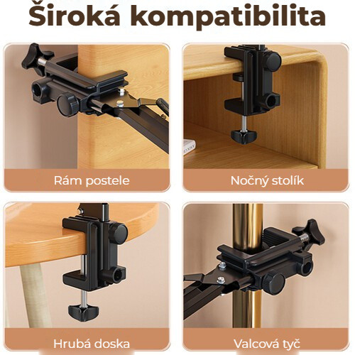 Ulanzi T2 stolní rameno – Rám postele, noční stolek i silná deska