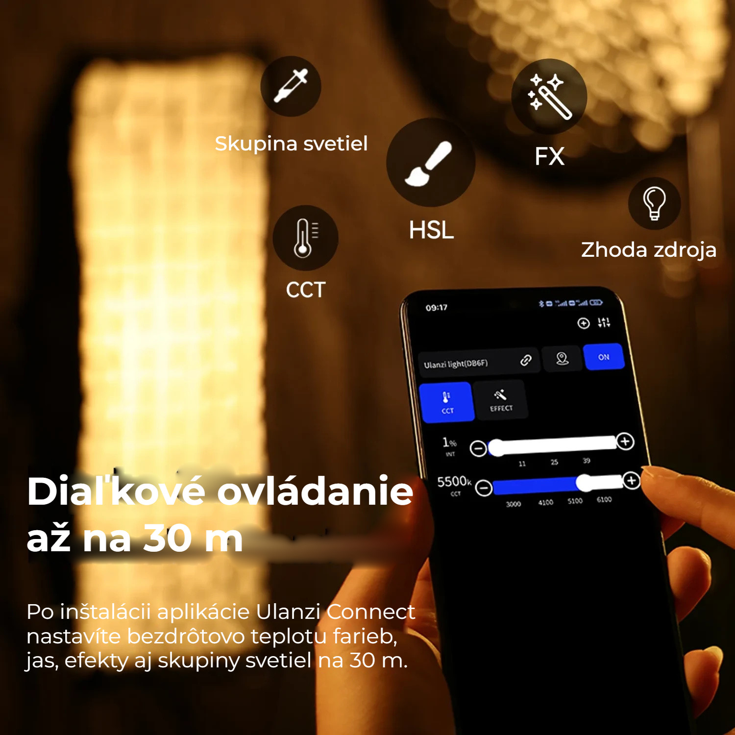 Ulanzi VL-200Bi 200W V-Mount Video Light – Ovládání z aplikace až na 30 m