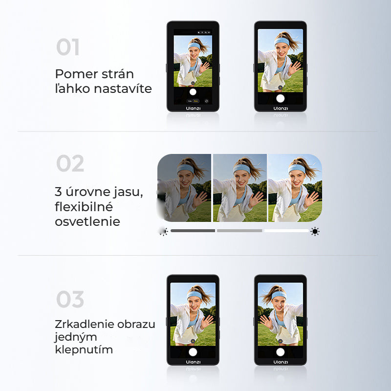 Ulanzi VM1 Vlog Selfie Monitor Screen – Poměr stran, jas a zrcadlení